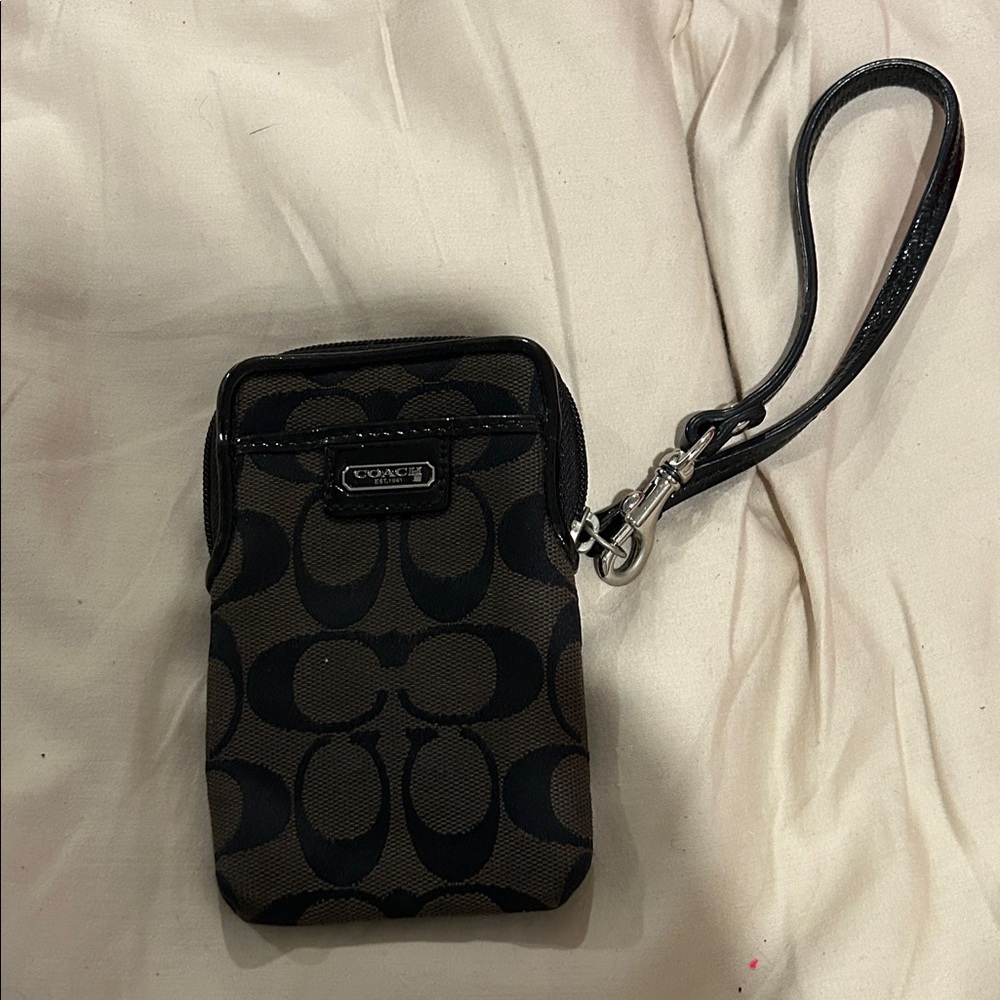 Coach Signature Black and Brown Pouch